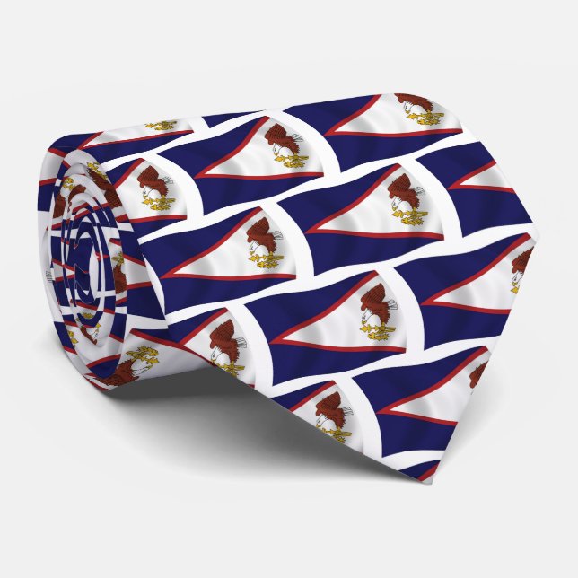 Cravate T-shirt avec drapeau des Samoa américaines (Roulé)