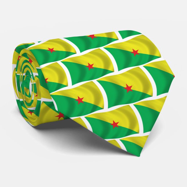 Cravate T-shirt Drapeau de la Guyane française (Roulé)
