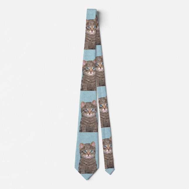 Cravate Tabby Gris Peinture Chat - Cute Original Art Chat (Devant)