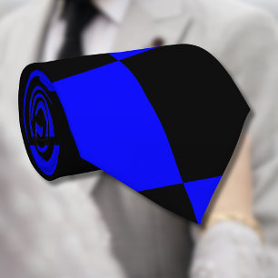 Cravate Tableau de À damiers noir bleu néon et noir Vintag