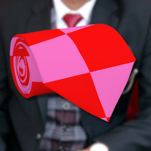 Cravate Tableau de À damiers rose et rouge Neon Vintage