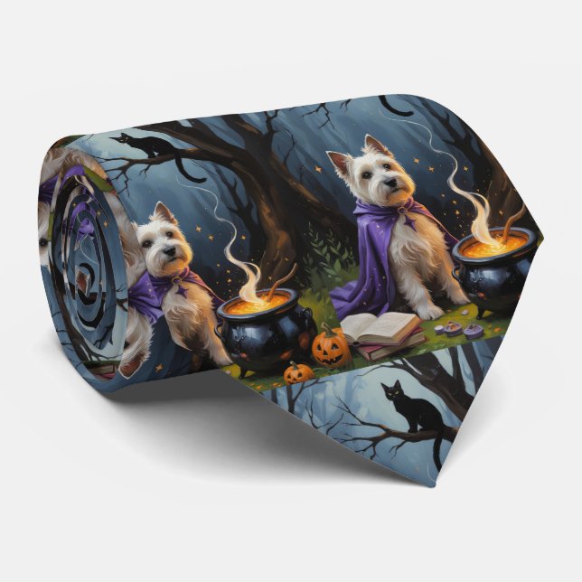 Cravate Tableau Whimsical Halloween de Cairn Terrier Chien (Roulé)