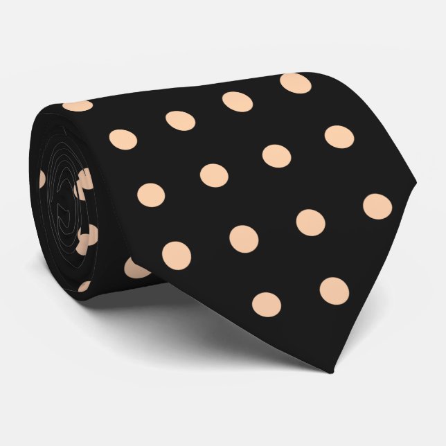 Cravate Taches pêche abricot sur fond noir (Roulé)