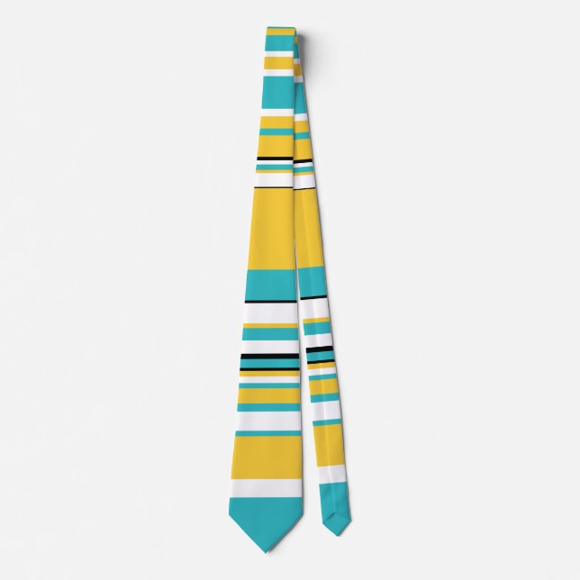 Cravate Tailles complexes - Turquoise et Jaune (Devant)