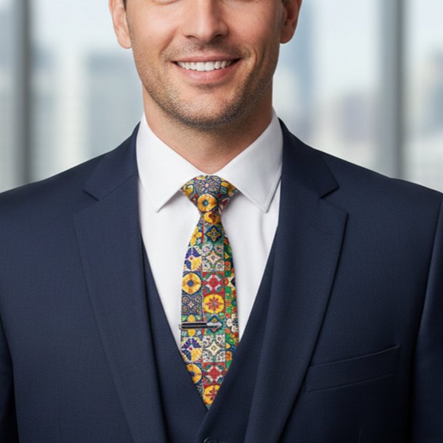 Cravate Talavera Espagnol Mexique Carreaux colorés (Créateur téléchargé)