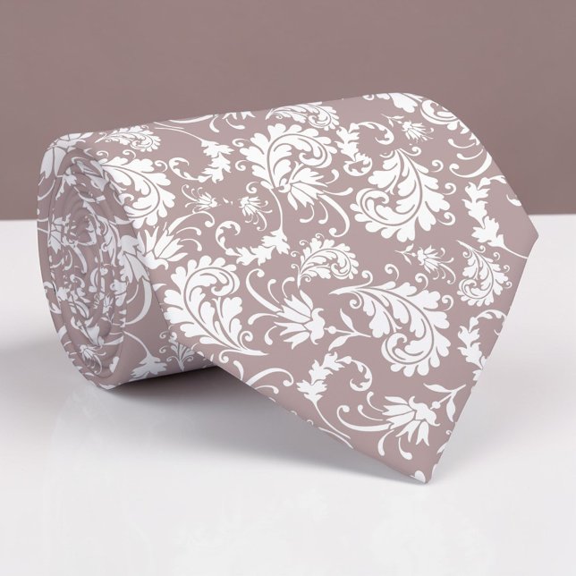 Cravate Tan Floral Pattern Custom Necktie (Créateur téléchargé)