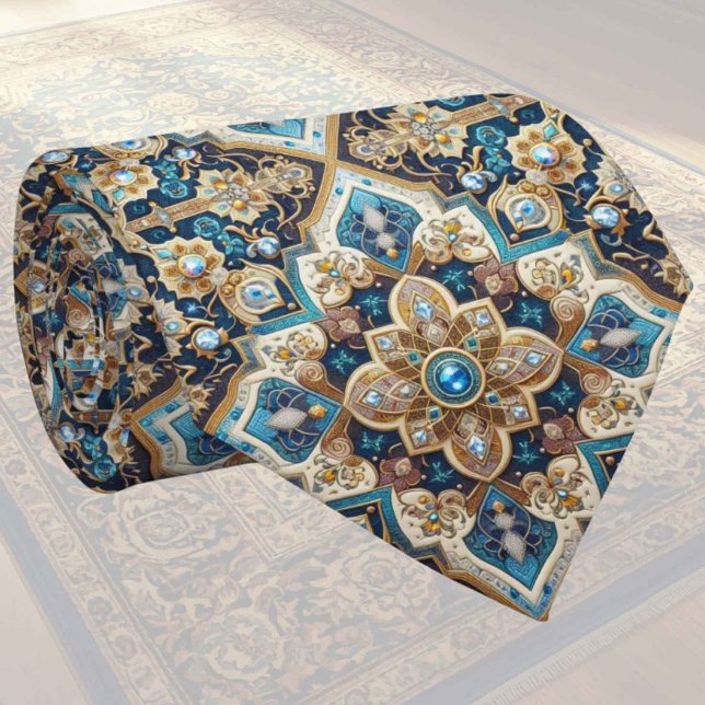 Cravate Tapis Designer Persan de Luxe | Faux Col de Soie (Créateur téléchargé)