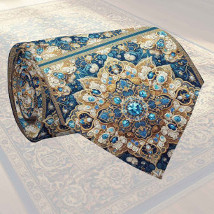 Cravate Tapis Designer Persan Luxueux Faux Col de Soie