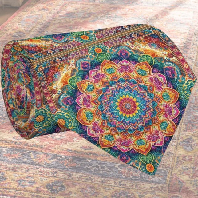 Cravate Tapis Indien de Luxe Designer | Faux Col de Soie (Créateur téléchargé)