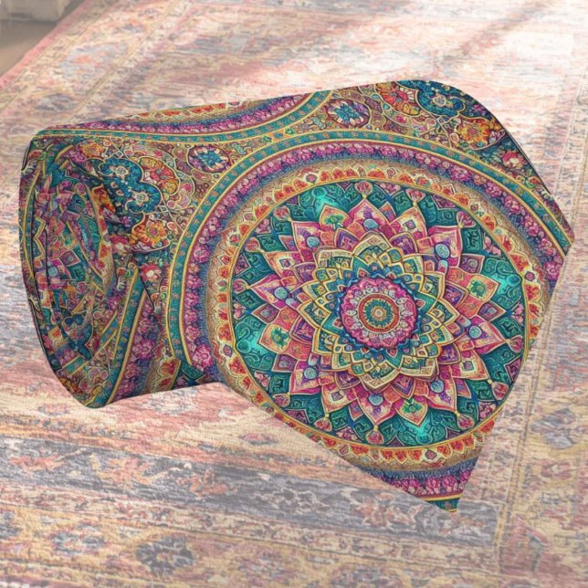 Cravate Tapis Indien de Luxe Designer | Faux Col de Soie (Créateur téléchargé)