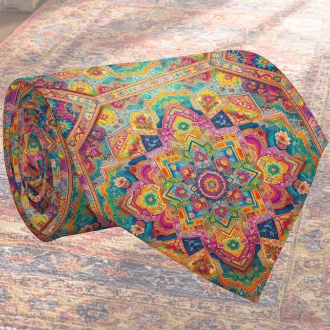 Cravate Tapis Indien de Luxe Designer | Faux Col de Soie (Créateur téléchargé)