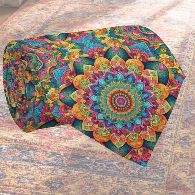 Cravate Tapis Indien de Luxe Designer | Faux Col de Soie (Créateur téléchargé)