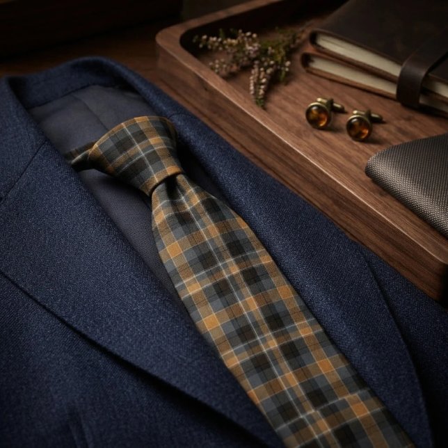 Cravate Tartan à carreaux ambre fumé moderne  (Créateur téléchargé)