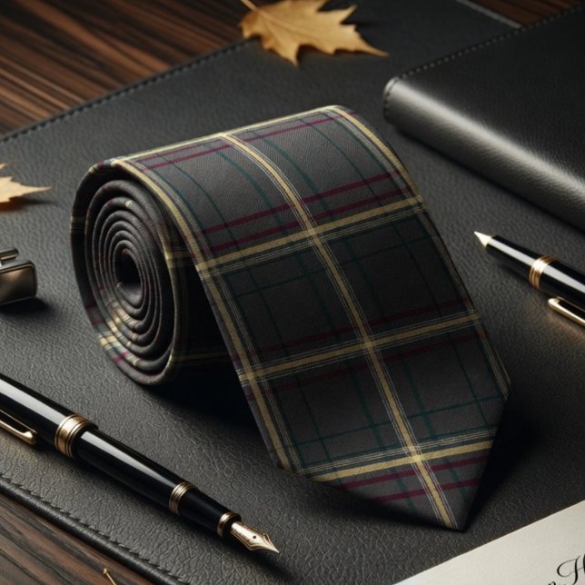Cravate Tartan à carreaux gris et vert (Créateur téléchargé)