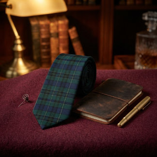 Cravate Tartan Black Watch classique vert foncé bleu marin