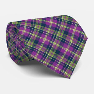 Cravate Tartan Check Plaid Purple & Navy à deux côtés
