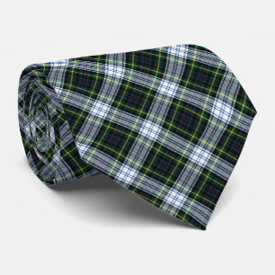 Cravate Tartan Clan Gordon Plaid Green White Motif Neck