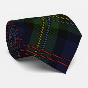 Cravate Tartan Clan Malcolm Vert Olive Pourpre Carreaux