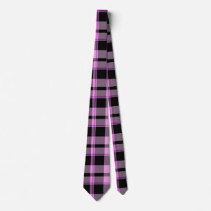 Cravate Tartan classique rose chaud En vichy noir