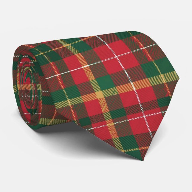 Cravate Tartan de Noël Rouge et Vert  (Roulé)