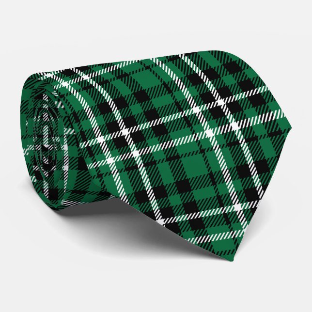 Cravate Tartan écossais vert à carreaux (Roulé)