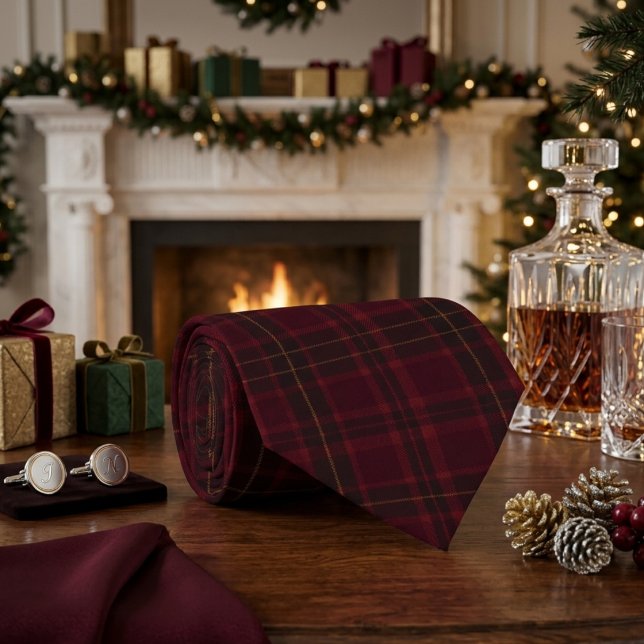 Cravate Tartan élégant bordeaux (Créateur téléchargé)