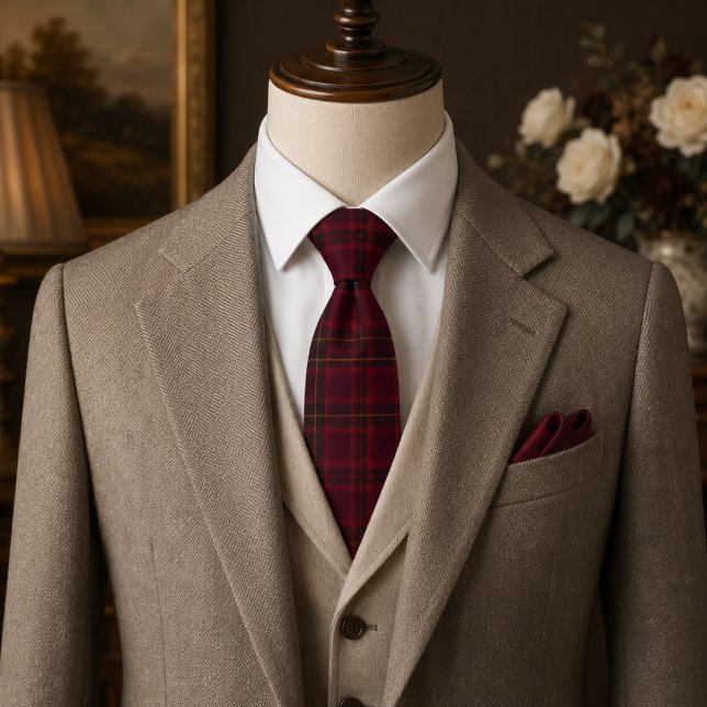Cravate Tartan élégant bordeaux (Créateur téléchargé)