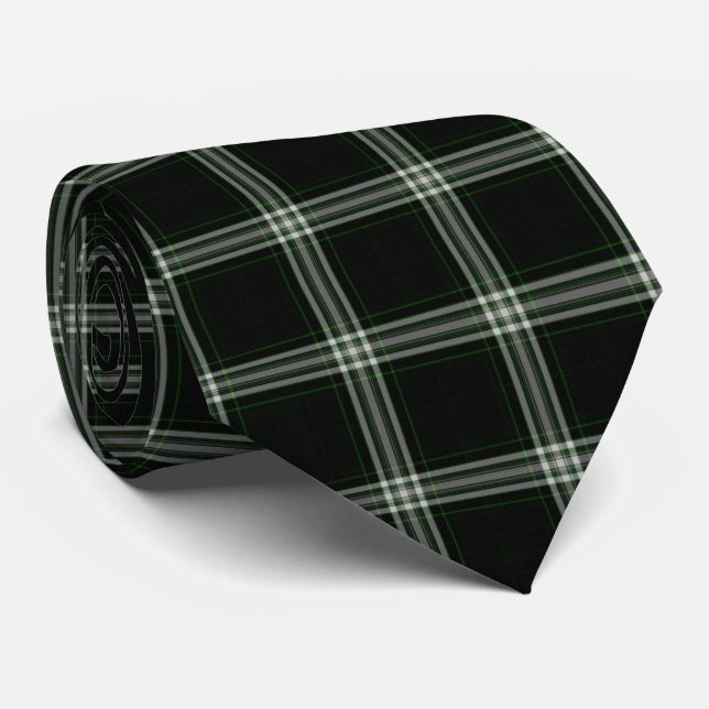 Cravate Tartan noir blanc doux (Roulé)
