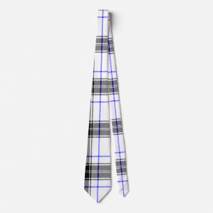 Cravate Tartan noir et blanc avec accents bleus