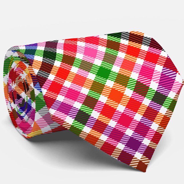 Cravate Tartan Plaid Multicolore Flannel Sur Blanc (Créateur téléchargé)