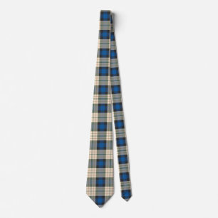 Cravate Tartan plaids motif - beige bleu traditionnel