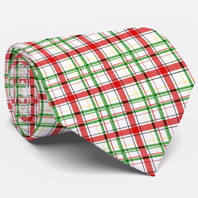 Cravate Tartan plat de Noël - Blanc (Créateur téléchargé)