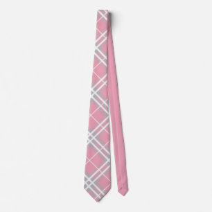 Cravate Tartan rose et gris classique