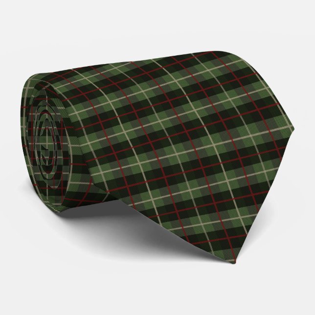Cravate Tartan rouge vert noir plaid (Roulé)