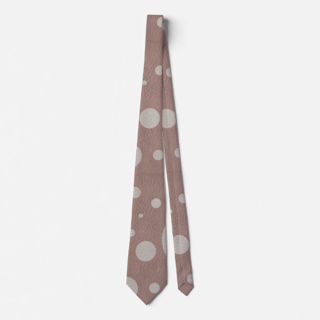Cravate Taupe des points éparpillés sur la texture en cuir (Devant)