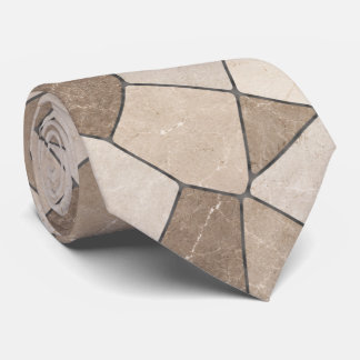 Cravate Taupe Élégant et Marbre de Grès Géométrique