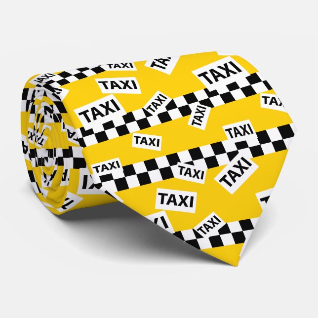 Cravate Taxi Driver New York Yellow Cab Checkerboard Amuse (Roulé)