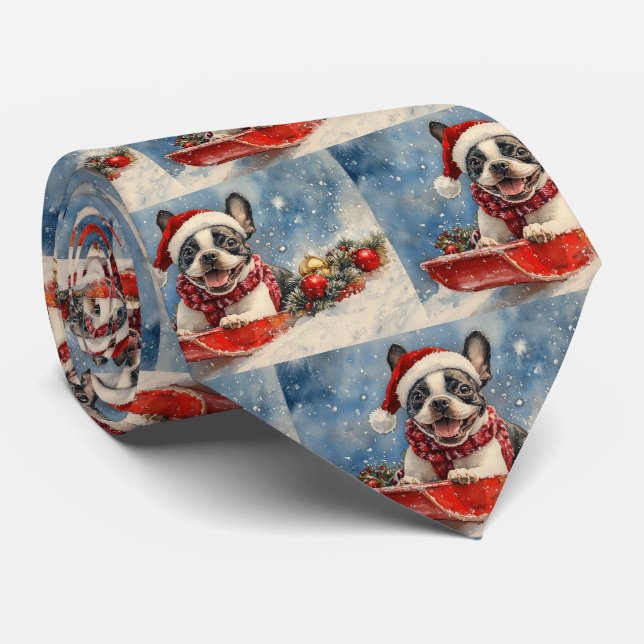 Cravate Tchiot de Boston Terrier dans un traîneau Laissez  (Roulé)