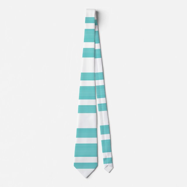 Cravate Teal lumineux et rayures blanches (Devant)
