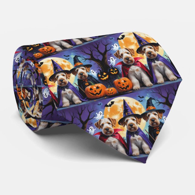 Cravate Teckels Airedale Chiens Citrouille Halloween Drôle (Roulé)