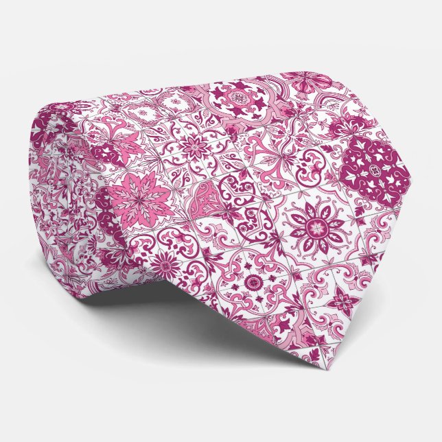 Cravate Teintes méditerranéennes/ Azulejos (Roulé)