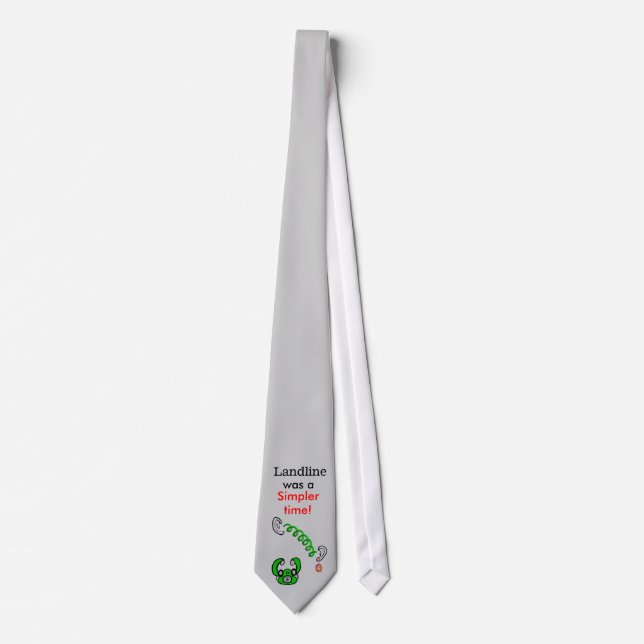 Cravate Téléphone Vert Rétro Humour Couleur Argent (Devant)