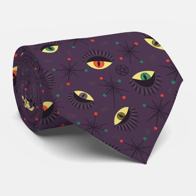 Cravate Témoin Yeux Occulte Motif Halloween (Roulé)