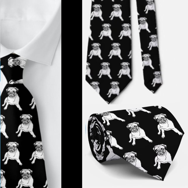Cravate Tendance Col Chien Carlin Noir Moderne Classique (Créateur téléchargé)