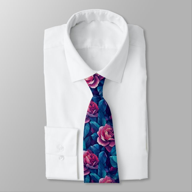 Cravate Tendance Pour Lui Rose Floral (Attaché)