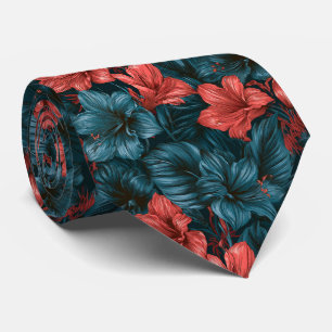 Cravate Tenue de travail avec impression amaryllis
