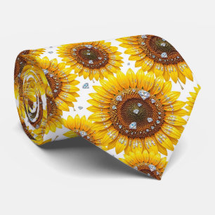 Cravate Tenue Décontractée Tournesols et Diamants