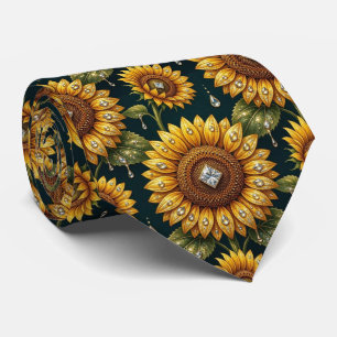 Cravate Tenue Décontractée Tournesols et Diamants