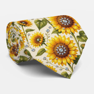 Cravate Tenue Décontractée Tournesols et Diamants