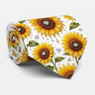 Cravate Tenue Décontractée Tournesols et Diamants